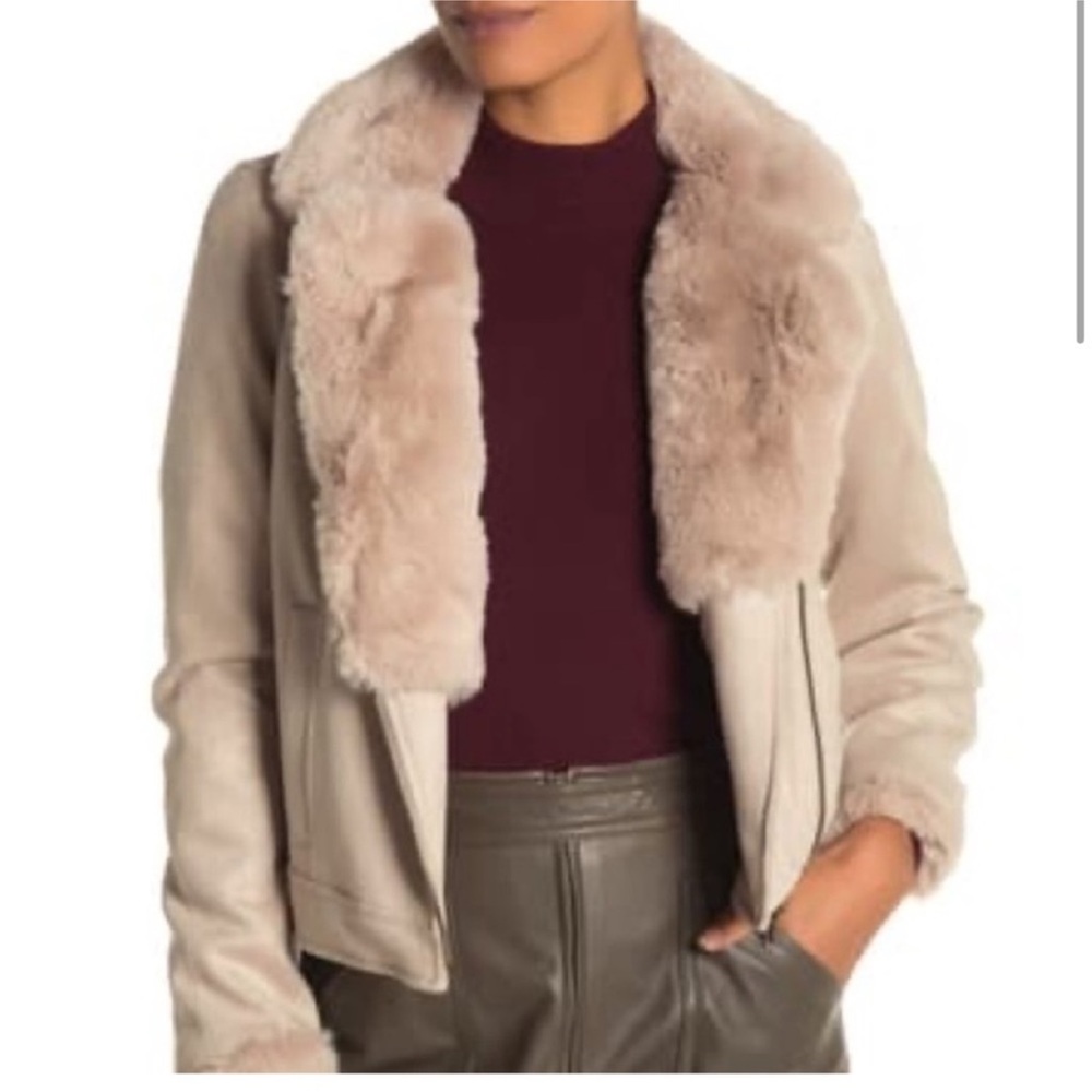Cream Teddy Jacket with Faux Fur Collar